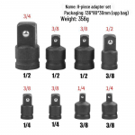 3-in-1 reketinio rakto lizdo adapteris: 1/2 iki 3/8 iki 1/4 perėjimo galvutė