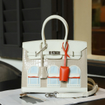 Moteri&scaron;ka natūralios odos kontrastingos spalvos rankinė - Platininis leidimas 25cm Length x 13cm Width x 20cm Height