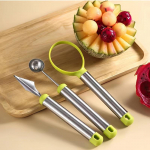 Nerūdijančio plieno arbūzo &scaron;auk&scaron;tas, vaisių skobimo rinkinys, daugiafunkcis vaisių &scaron;auk&scaron;tas, vaisių pjaustyklė, ledų &scaron;auk&scaron;tas, daugiafunkcis ilgas &scaron;auk&scaron;tas, Fruit tool three piece set