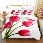 Tulpės pledo užvalkalas 220x240 Antklodės užvalkalų komplektas Dvigulei lovai 200x200cm 3D gėlės Karali&scaron;ko dydžio patalynės komplektai Viengulis dydis 3 vnt. 2 vnt. Viengulis 140x210 AU Sing 140x210cm&Duvet Cover
