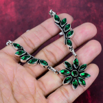 Chromo diopsido 925 prabos sidabro kaklo vėrinys, rankų darbo brangakmenių papuo&scaron;alas, skirtas atmintinai dienai žalia