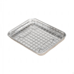 Baking Pan Featuring A Cooling Rack And Drain Tray in Stainless Steel 23.5cmx17.5cmx2.5cm