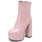Platforminiai moteri&scaron;ki ankle boots Nauji 2025 m. rudens žiemos batai Stambūs kulniukai Trumpi batai Juodi Rožiniai Sidabriniai Avalynė Batai Didelis dydis 46 37 rožinė