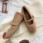 Tikra vilnos versija~ vidinis auk&scaron;tis padidintas 4cm vynuogės ma baleto vieno batelio batai aksominiai &scaron;ilti pūkuoti batai moterims dėvėti Mary Jane batus žiemą 39 beige