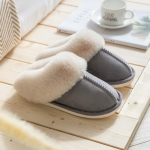 Rimocy Žieminiai &Scaron;ilti Pliu&scaron;iniai Namų &Scaron;lepetės Moterims Mink&scaron;tos Pūkuotos Kailinės Poroms Medvilniniai Pamink&scaron;tinti Batai Patogios Neslystančios Plok&scaron;čios &Scaron;lepetės 36-37(fit 34-35) &scaron;viesiai pilka spalva