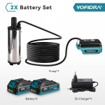 YOFIDRA 50&ndash;80 L/min Galingas elektrinis vandens siurblys Alyvos siurblys Degalų papildymo pistoletas Panardinamas automobilinis siurblys Makita 21V baterijos jungikliui 2Battery 1EU Charger