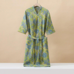 Medvilninis madingas ra&scaron;tuotas kimono chalatas su pusrankovėmis pavasariui ir vasarai, plonas namų drabužis, gerai sugeriantis, greitai džiūstantis, miego chalatas XL