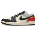 Jordan Air Jordan 1 Cushioning Slip Resistant Abrasion Resistant Low top Vintage Basketball Shoes Men's Red HQ3437-101(Team24-union) 45 beige