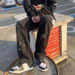 2023 m. Nauja tendencija Hip-hop Street Y2K Vyri&scaron;kos kelnės High Street laisvos tiesios laisvalaikio kelnės Madingi vyri&scaron;ki džinsai su pertraukomis Vyri&scaron;ki S-3XL L