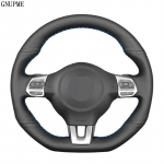 Skirta Volkswagen Golf 6 GTI MK6 VW Polo GTI Scirocco R Passat CC R-Line 2010 automobilio vairo dangtis juoda dirbtinė oda Black Thread