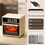 15L daugiafunkcinė oro keptuvė-orkaitė - Didelės talpos elektrinė grupinė keptuvė ir kepimo orkaitė, 110V JAV standartas 15L Export Special black