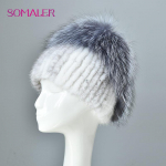 SOMALER žieminės moteri&scaron;kos audinės kailio kepurės su gražiu lapės kailiuku, skirta moterims ir mergaitėms