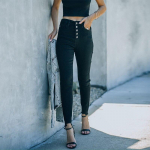 Pavasariniai laisvalaikio tvirti, elastingi džinsiniai džinsai moterims Seksualūs, siauri, auk&scaron;tu juosmeniu pie&scaron;tuko formos kelnės Madingi korėjieti&scaron;ki mink&scaron;ti džinsai Mujer 25670 S juoda