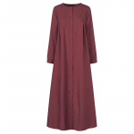 Mygtukas priekyje Kaftan chalatas ilgomis rankovėmis mar&scaron;kiniai ki&scaron;eniniai moteri&scaron;ki maxi suknelė chalatai Artimųjų Rytų modeliai musulmoni&scaron;ko stiliaus Kukli drabužiai ruduo 5XL