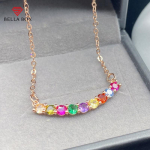 BELLA BOX naujas imitacinis septynių spalvų vaivoryk&scaron;tės natūralus turmalinu dengtas rožinio aukso pakabukas moterims Necklace+Pendant auksas