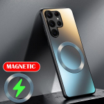 AG Silicon matinis matinis magnetinis dėklas, skirtas Samsung Galaxy S22 S23 S24 Ultra Plus Magsafe belaidžio įkrovimo dangtelis S22 pilka