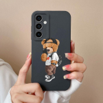 Telefono dėklo dangteliai, skirti Samsung Galaxy S24 Ultra F15 S24+ A55 A15 M15 Cute Bear Animacinio modelio smūgiams atsparus silikoninis mink&scaron;tas auk&scaron;tos kokybės buferis, skirtas Samsung Samsung Galaxy M15
