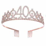 Skaitmeninė karūna Gimtadienio vakarėlio galvos juosta su deimantine galvos juosta 40-ojo gimtadienio kepurė Vakarėlio banketo torto karūna Plaukų aksesuaras
