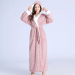 Moteri&scaron;kas žieminis &scaron;iltas ilgas chalatas Moteri&scaron;kas storas &scaron;iltas koralinio fliso kimono chalatas plius dydžio naktiniai mar&scaron;kiniai XL rožinė