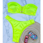 11 spalvų naujas seksualus bandeau bikini moterims maudymosi kostiumėlis moteri&scaron;kas maudymosi kostiumėlis dviejų dalių bikini rinkinys su pamink&scaron;tinimu maudymosi kostiumėlis maudymuisi S neoninės žalios spalvos