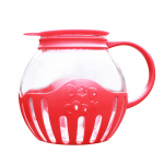 LMETJMA 2.25QT Mikrobangų krosnelės stiklinis kukurūzų spragėsių indas su silikoniniu dangčiu Mikrobangų krosnelės kukurūzų spragėsių indas su temperatūrai saugiu stiklu JT186 raudona