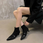 Dizaino stilius Pavasaris Ruduo Moteri&scaron;kos kojinės batai Madingi smailūs trumpikės Moteri&scaron;ki eleganti&scaron;ki ploni kulniukai Botas De Mujer 35