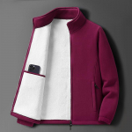 Vyri&scaron;ka vilnonė flisinė striukė - Rudens/Žiemos, aksomu pamu&scaron;alas, stora, &scaron;ilta vir&scaron;utinė apranga vidutinio amžiaus ir pagyvenusiems. 3XL