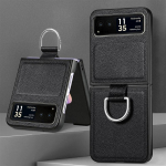 Motorola Razr 50 Ultra Mooto Razr40 telefono dėklas su žiedu, ličio ra&scaron;to PU oda, Razr50Ultra sulankstomo ekrano galinis dangtelis For MotoRazr 50Ultra juoda