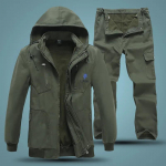 Soft Shell striukė ir kelnės Vyri&scaron;ki žieminiai plius aksominiai stori &scaron;ilti &scaron;varkai Žvejybos kostiumas lauke 4XL