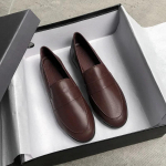 Mada Retro Briti&scaron;kas Stilius Moteri&scaron;ki Odiniai Batai Rudens Plok&scaron;čiapadžiai Laisvalaikio Loaferiai Mada Užstumiami Apvalaus Priekio Darbo Batai Zapatillas Mujer 44 tamsiai ruda spalva