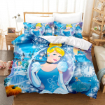 Princesių serija Disney princesė Aina Kalėdinės dovanos 3D Vaikų patalynės komplektas 3 dalys Komfortas 100% poliesteris Anime Namai EU Single(135*200cm)3pcs