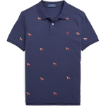 Polo Ralph Lauren Polo mar&scaron;kinėliai su vėliavėlės siuvinėjimu Medvilninis piki Mygtukai Trumpos rankovės Vaikų vir&scaron;utiniai drabužiai Tamsiai mėlyni 323910226-001 L