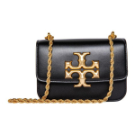 Tory Burch Eleanor 3D žalvarinis ikoni&scaron;kas dvigubas T logotipas Reguliuojamas metalinis grandinėlės dirželis Odinė maža kvadratinė crossbody rankinė per petį Moteri&scaron;kos rankinės Juoda 73589-001 Basic Set (Bag+Dust Bag)