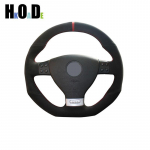 Rankomis siūta mink&scaron;ta juodo zom&scaron;o automobilio vairo apdangalas Volkswagen VW Golf GTI 5 V R32 Scirocco Tiguan Passat Variant Red Thread