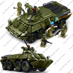 SLUBAN Military BTR-80 AS IFV &Scaron;arvuočio vežėjas Transporto priemonė Automobilis Modelis Statybiniai blokai Komplektai Kareivio figūrėlės Plytelės Vaikų Žaislai black
