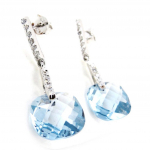 Les Tr&eacute;sors De Lily [G1080] - Boucles Argent 'Sissi' aquamarine argent&eacute; (rhodi&eacute;) - 30x10 mm