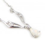 Les Tr&eacute;sors De Lily [G9295] - Collier Argent 'D&eacute;esse Opale' Blanc argent&eacute; (rhodi&eacute;) - 10x6 mm