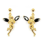 Les Tr&eacute;sors De Lily [L4294] - Boucles Plaqu&eacute; Or 'F&eacute;e Clochette' noir dor&eacute; - 25x15 mm