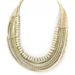 Les Tr&eacute;sors De Lily [N3952] - Collier Cr&eacute;ateur 'Kilimanjaro' beige dor&eacute;