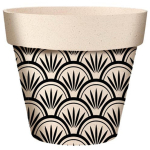 Les Tr&eacute;sors De Lily [A2156] - Cache-pot bambou 'Boho' noir beige - 22x21 cm