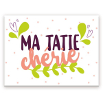 Les Tr&eacute;sors De Lily [A3628] - Magnet c&eacute;ramique 'Tata' blanc rose vert (ma Tatie ch&eacute;rie) - 8x6 cm įvairiaspalvis