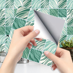 Žalios languotos plytelės lipdukas Virtuvės Backsplash Aliejui atsparus vonios kambarys vandeniui atsparus namų dekoras Sienų lipdukai Peel Stick Meno tapetai 20*20cm*6Pcs