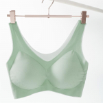 Moteri&scaron;ka plius dydžio tinklinė skylutė liemenėlė Ice Silk Itin plona besiūlė graži nugaros sportinė liemenėlė kvėpuojantis apatinis trikotažas 80B žalia