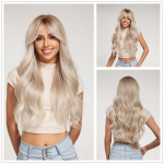 EASIHAIR ilgi tiesūs perukai su kirpčiukais Platinum Blonde Ombre Sintetiniai perukai moterims Kasdieniai plaukų perukai Kar&scaron;čiui atsparus pluo&scaron;tas