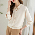 Madinga &scaron;ilko palaidinė Moteri&scaron;ka ilgomis rankovėmis susegta Moteri&scaron;ki mar&scaron;kiniai Sumažinta apykakle Eleganti&scaron;ka moteri&scaron;ka palaidinė Pra&scaron;matnūs drabužiai 29468