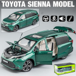 1/24 Scale Sienna MPV Diecast automobilių modelio žaislas, atgal patraukiama žaislinė transporto priemonė su garsu ir &scaron;viesa vaikams, mažiems berniukams, mergaitėms, dovanų kolekcija 1/24- 21x8x7.4 cm žalia