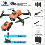 Naujas S118 Brushless Mini Drone GPS 8K Professional HD ESC trijų kamerų variklio optinis srautas, svyruojantis kliūčių i&scaron;vengimas, vėjui atsparus keturkopterio žaislas 1 battery oranžinė