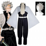 Anime Demon Slayer Cosplay Kostiumas Shinazugawa Sanemi Vėjo Hashira Apranga Perukas Lipdukai Kimetsu No Yaiba Kalvio Kaimo Lanko L-(Costume+Wig) gray