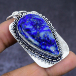 Natural Lapis Lazuli Gemstone 925 Steling Silver Jewelry Pendant 2.25 d4g68