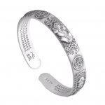 Vyri&scaron;ka Pixiu Apyrankė Retro Reguliuojama Mantra Lucky Fengshui Decor Turtas Laimė Laimė Laimė Apsauga Monetos Dekoras Rilievo Atidaroma apyrankė sidabras